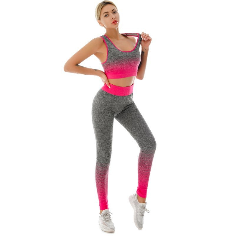 Women's Gradient Color Sports Bra Nine Pants