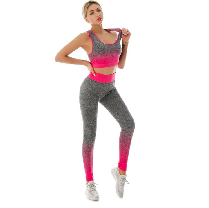 Women's Gradient Color Sports Bra Nine Pants