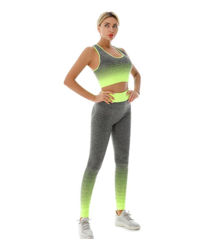 Women's Gradient Color Sports Bra Nine Pants