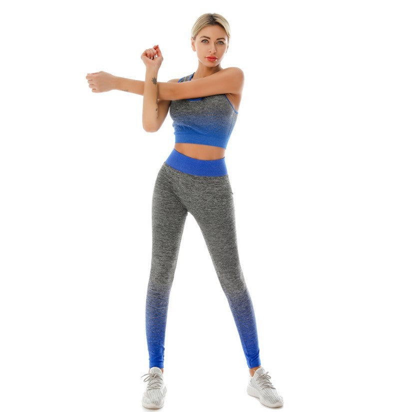 Women's Gradient Color Sports Bra Nine Pants