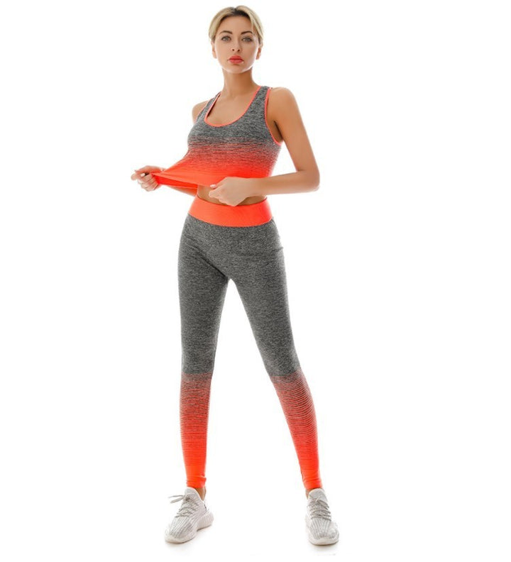 Women's Gradient Color Sports Bra Nine Pants